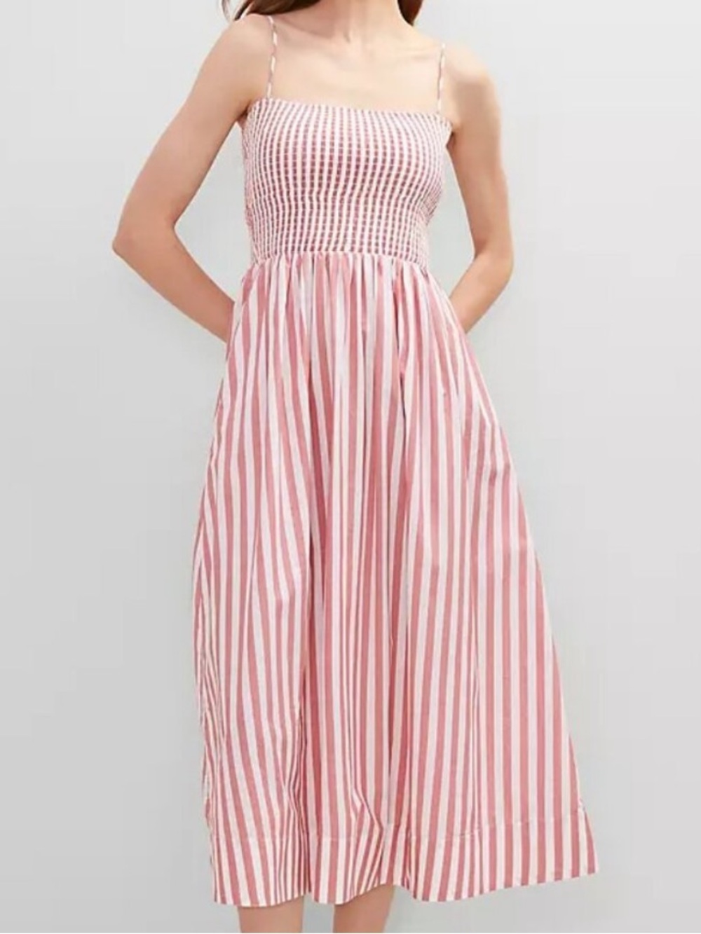 Ann Taylor NWT Striped Smocked Midi Dress